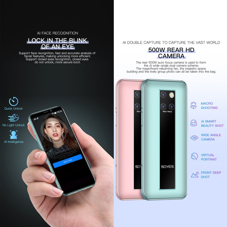 SOYES  S10H 3GB+32GB 臉部識別, 3.46英寸安卓9.0 MTK6739CW四核1.28GHz 支持藍牙 WiFi GPS 4G網絡 雙卡雙待