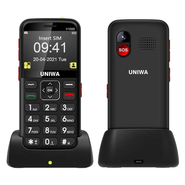 UNIWA V1000功能機 2.31寸, 藍牙 收音, SOS 4G網絡 帶底座