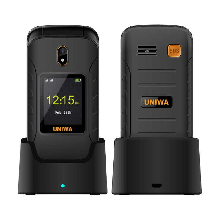 UNIWA V909T  翻蓋機 2.8寸+1.77寸UNISOC Tiger T107, 藍牙 收音  4G網絡 SOS 帶底座
