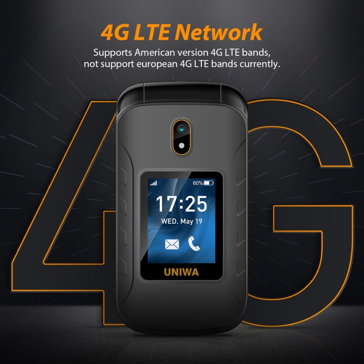 UNIWA V909T  翻蓋機 2.8寸+1.77寸UNISOC Tiger T107, 藍牙 收音  4G網絡 SOS 帶底座