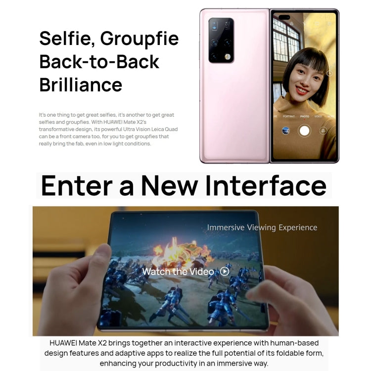 華為Mate X2 5G TET-AN50 12GB+512GB素皮版 全網通 4500mAh電池, 8寸內屏+6.45寸外屏鴻蒙2.0 麒麟9000八核, 5G網絡OTG,NFC 不支持谷歌商店