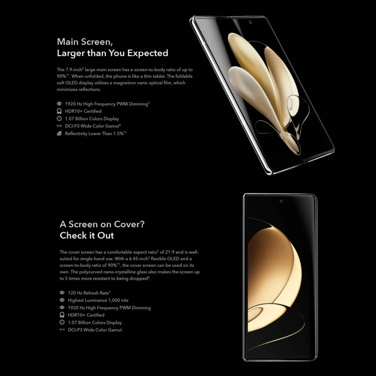 榮耀Magic V 5G全網通 12GB+512GB 3後置攝像頭 人臉識別&側鍵指紋 7.9英寸+6.45英寸Magic UI 6.0 , 一代驍龍8八核, 5G網絡, OTG, NFC  不支持谷歌商店