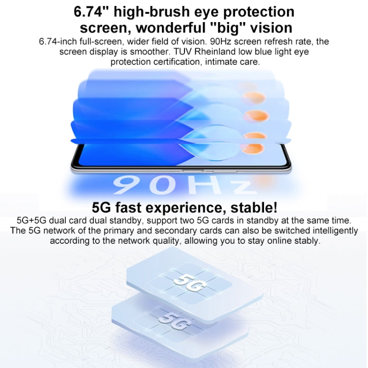 榮耀Play6T 5G 8GB+128GB 全網通 側鍵指紋識別 6.74寸屏Magic UI 5.0 , MediaTek 天璣700 八核, 5G網絡, OTG  不支持谷歌商店