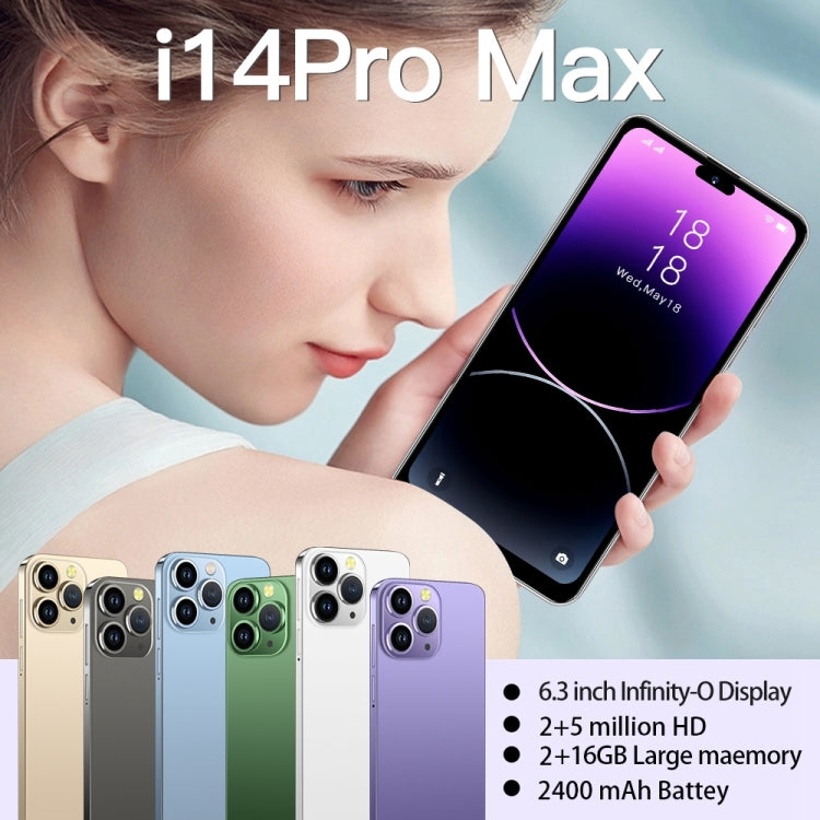 i14 Pro Max N85+ 2GB+16GB 臉部識別, 安卓6.0, 6.3寸屏展訊7731G四核, 3G網絡,  雙卡,  帶64GB TF卡