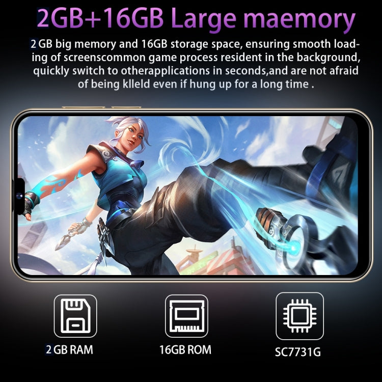 i14 Pro Max N85+ 2GB+16GB 臉部識別, 安卓6.0, 6.3寸屏展訊7731G四核, 3G網絡,  雙卡,  帶64GB TF卡