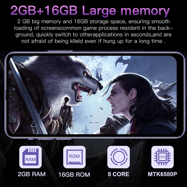 i14 Pro Max / H208, 2GB+16GB 人臉識別, 安卓8.1, 6.5寸膠囊屏MTK6580P四核, 3G網絡