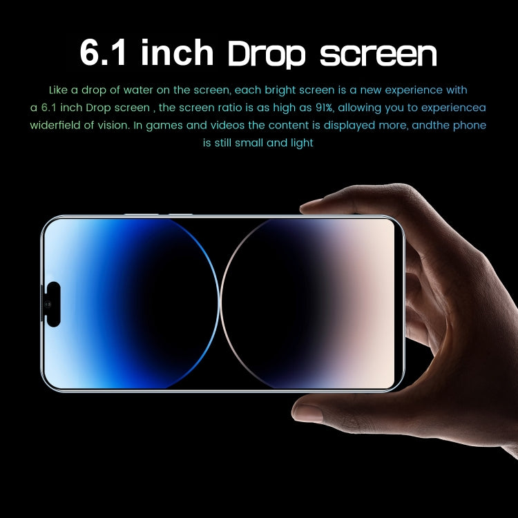 i14 Pro Max N85, 1GB+8GB 臉部識別, 安卓8.1, 6.1寸嘆號屏MTK6580A 四核, 3G網絡 雙卡