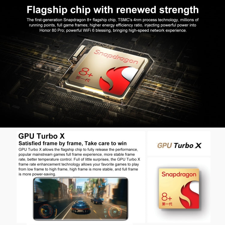 榮耀80 Pro 5G ANP-AN00 160MP像素  12GB+512GB 屏內指紋識別 6.78寸Magic UI 7.0高通驍龍一代驍龍8+八核, 5G網絡, OTG  NFC 不支持谷歌商店 , Honor 80 Pro 5G, 12GB+512GB