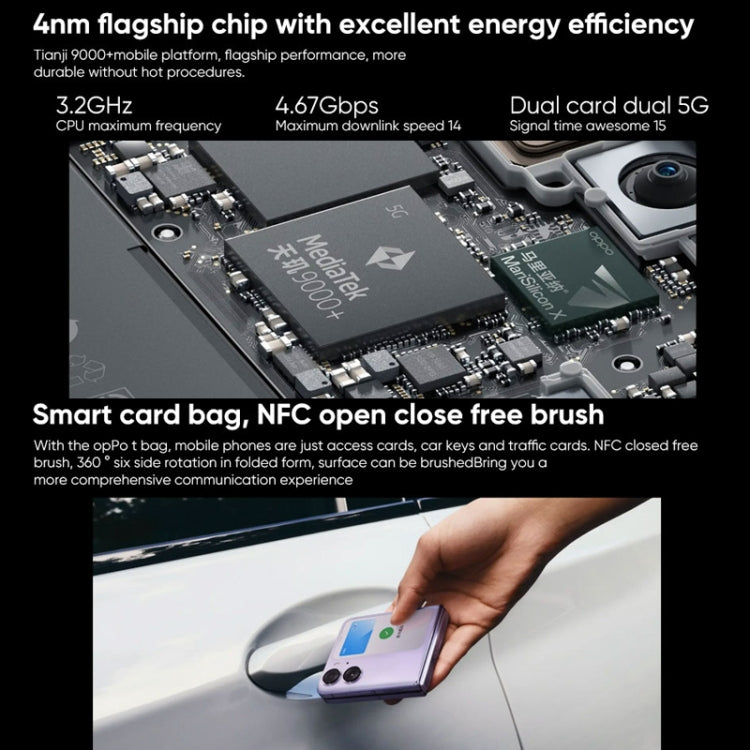 OPPO Find N2 Flip 5G國內版 8GB+256GB  6.8英寸主屏+3.26英寸副屏, ColorOS 13 天璣9000+八核處理器, 支持谷歌商店 , 8GB+256GB
