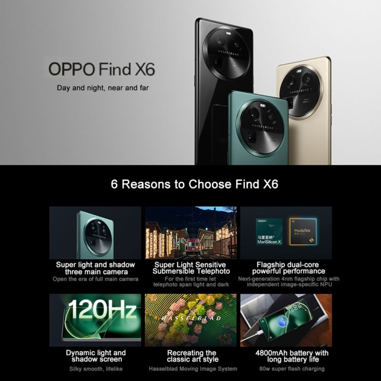 OPPO Find X6 5G國內版 12GB+256GB 5000萬三后攝 6.74英寸ColorOS 13.1, 天璣9200八核處理器, 5G網絡 支持谷歌商店
