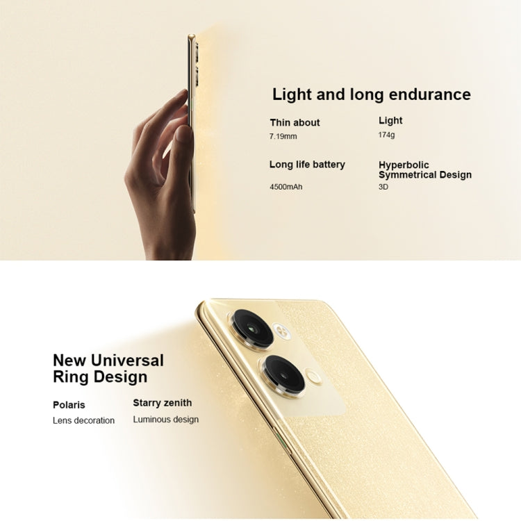 OPPO Reno9 5G國內版 12GB+512GB 6400萬雙后攝 6.7英寸Android 13, 高通驍龍778G 5G處理器, 5G網絡 支持谷歌商店