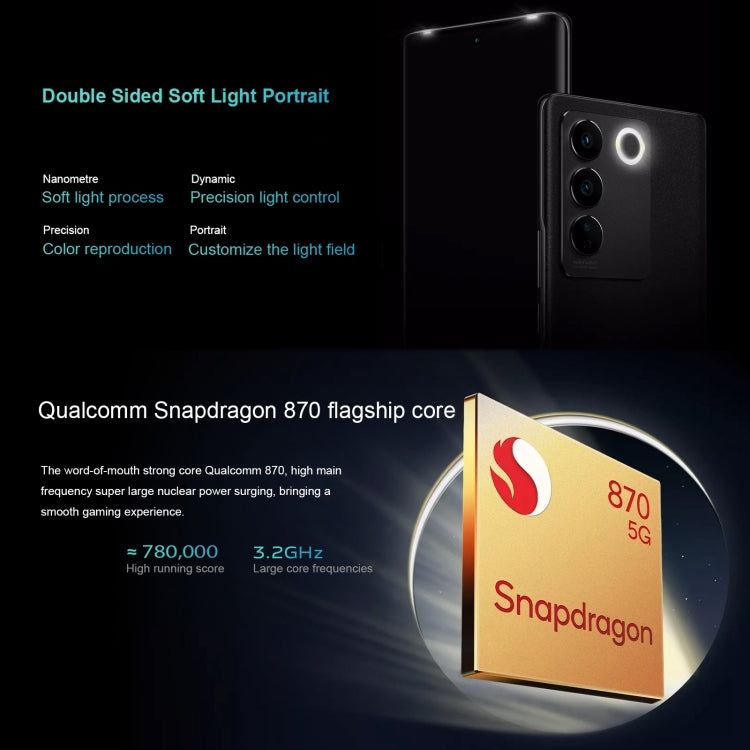 vivo S16 5G, 12GB+512GB, 64MP像素主攝 屏幕鍵指紋, 6.78英寸安卓13 OriginOS 3, 高通驍龍870八核, 5G網絡, OTG, NFC