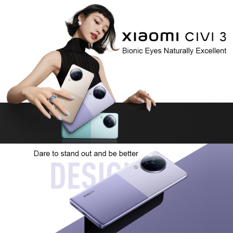 小米Civi 3 5G  12GB+256GB, 後置3攝+雙前攝, 屏幕指紋, 4500mAh電池,6.55英寸MIUI 14天璣8200-Ultra八核3.1GHz, 5G網絡, NFC