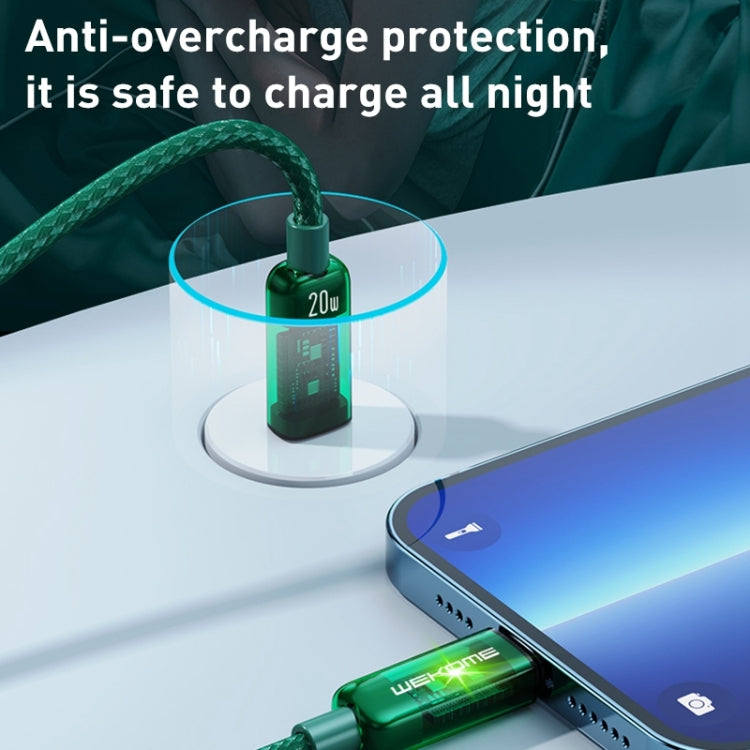 WK WDC-180 6A 先鋒系列 USB轉8 Pin 透明快充數據線，線長：1m