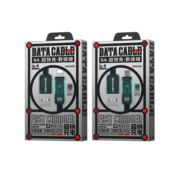 WK WDC-180 6A 先鋒系列 USB轉8 Pin 透明快充數據線，線長：1m