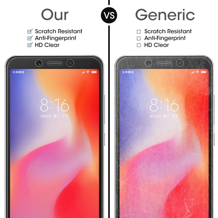 2 PCS 適用於小米 紅米6 0.26mm厚度 9H 2.5D弧邊鋼化玻璃膜