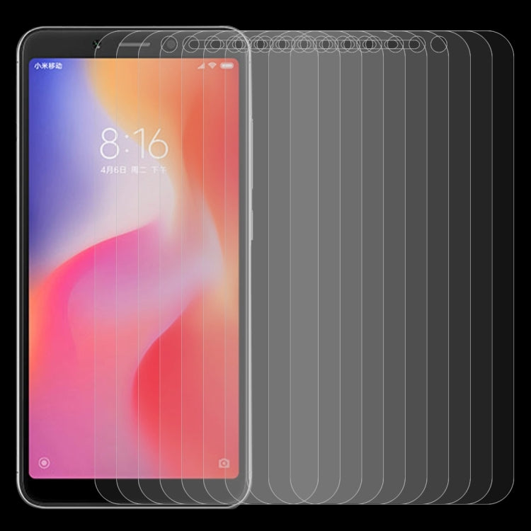 10 PCS 適用於小米 紅米6 0.26mm厚度 9H 2.5D弧邊鋼化玻璃膜