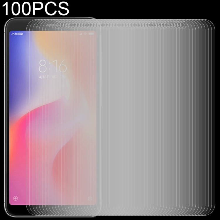 100 PCS 適用於小米 紅米6 0.26mm厚度 9H 2.5D弧邊鋼化玻璃膜