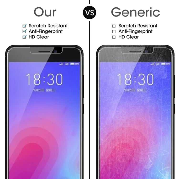 10 PCS 適用於魅族M6 0.26mm厚度 9H 2.5D弧邊鋼化玻璃保護膜