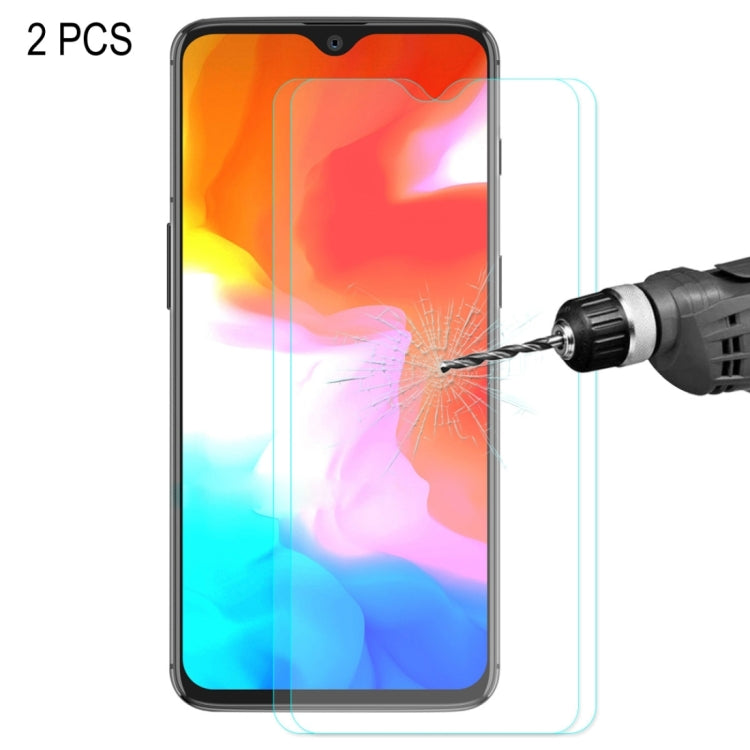 2 PCS 恩凱 草帽王子 適用於OnePlus 6T & 7  0.26mm 9H表面硬度 2.5D弧邊鋼化玻璃膜