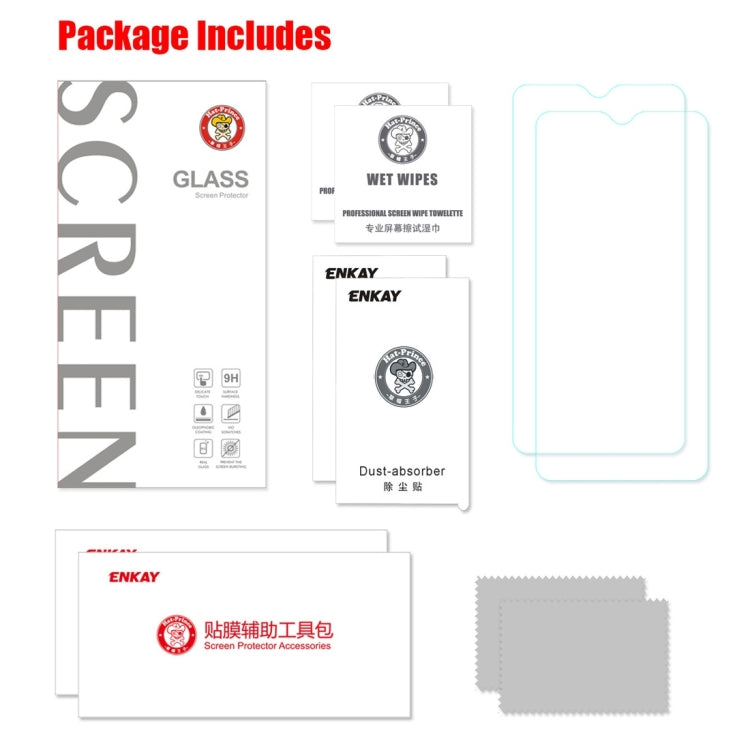 2 PCS 恩凱 草帽王子 適用於OnePlus 6T & 7  0.26mm 9H表面硬度 2.5D弧邊鋼化玻璃膜