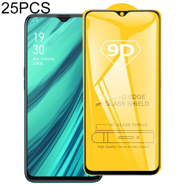 25 PCS 適用於OPPO Reno2 F 9D絲印二強 全屏鋼化玻璃膜