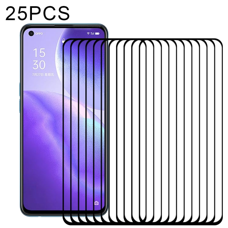 適用於 OPPO Reno5 5G / 4G 25 PCS 絲印二強 全屏鋼化玻璃膜