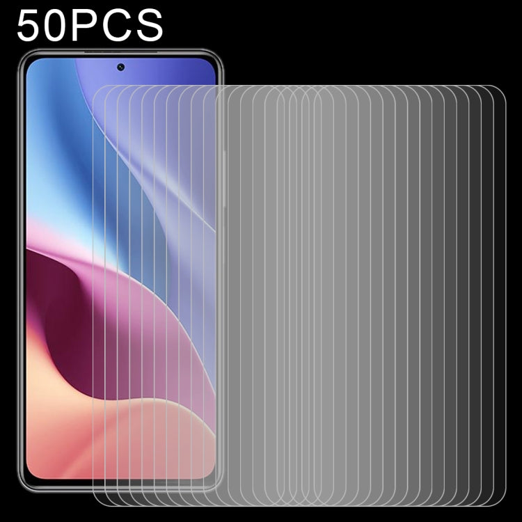 適用於 小米Redmi K40 5G 50個一賣 0.26mm厚度 9H表面硬度 2.5D弧邊 非全屏鋼化玻璃保護膜