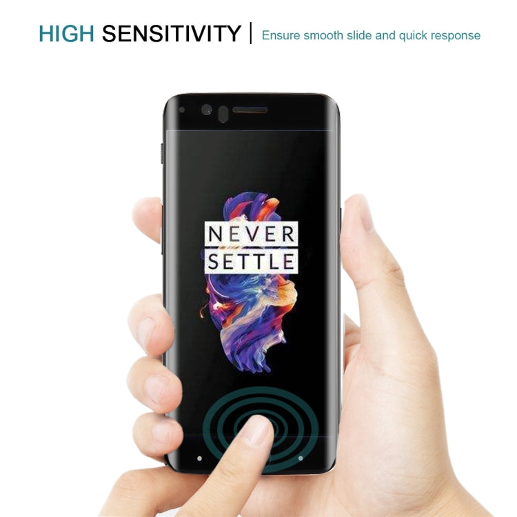 適用於OnePlus 5 0.3mm厚度 9H表面硬度 3D弧邊 絲印全屏覆蓋鋼化玻璃保護膜