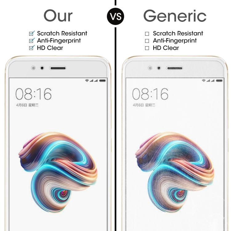 適用於小米5X 0.26mm厚度 2個裝 9H表面硬度 2.5D弧邊 全屏鋼化玻璃保護膜