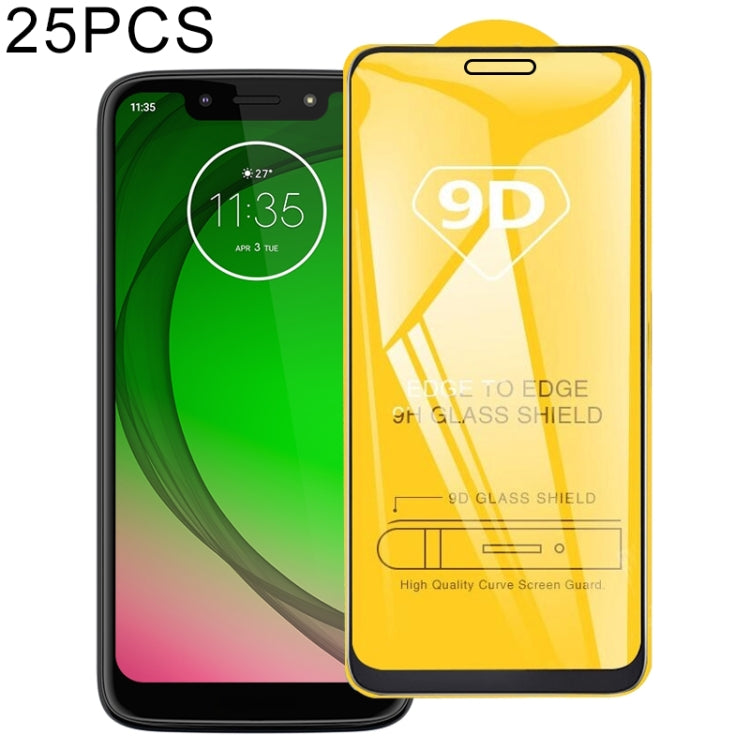 25 PCS 適用於Motorola Moto G7 Play 9D絲印二強 全屏鋼化玻璃膜