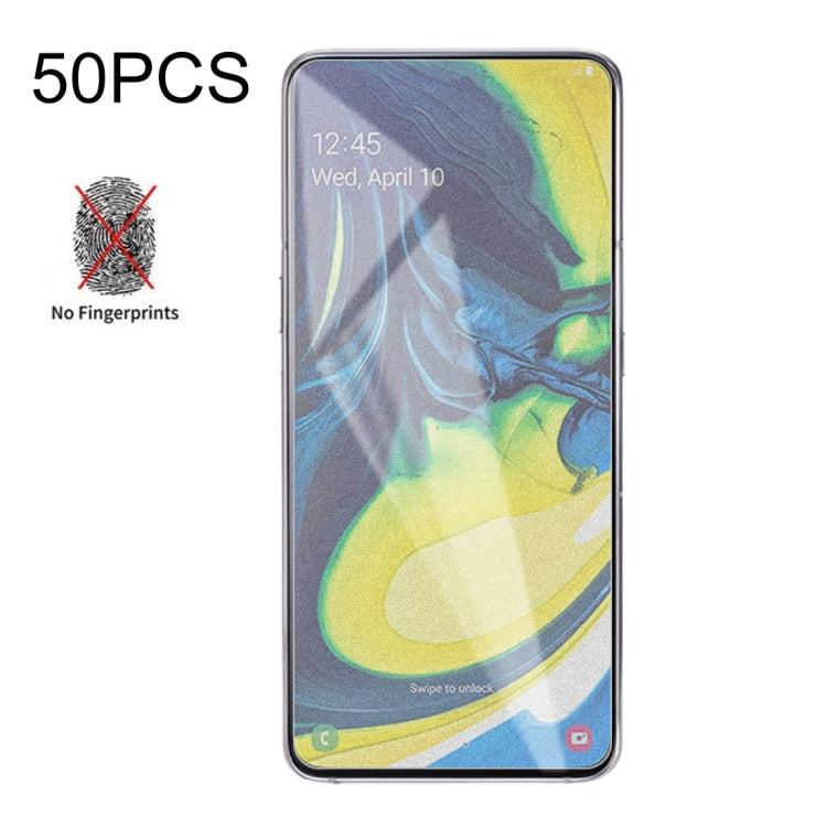 50個裝 透明磨砂非全屏鋼化貼膜 適用於三星 Galaxy A80 / A90