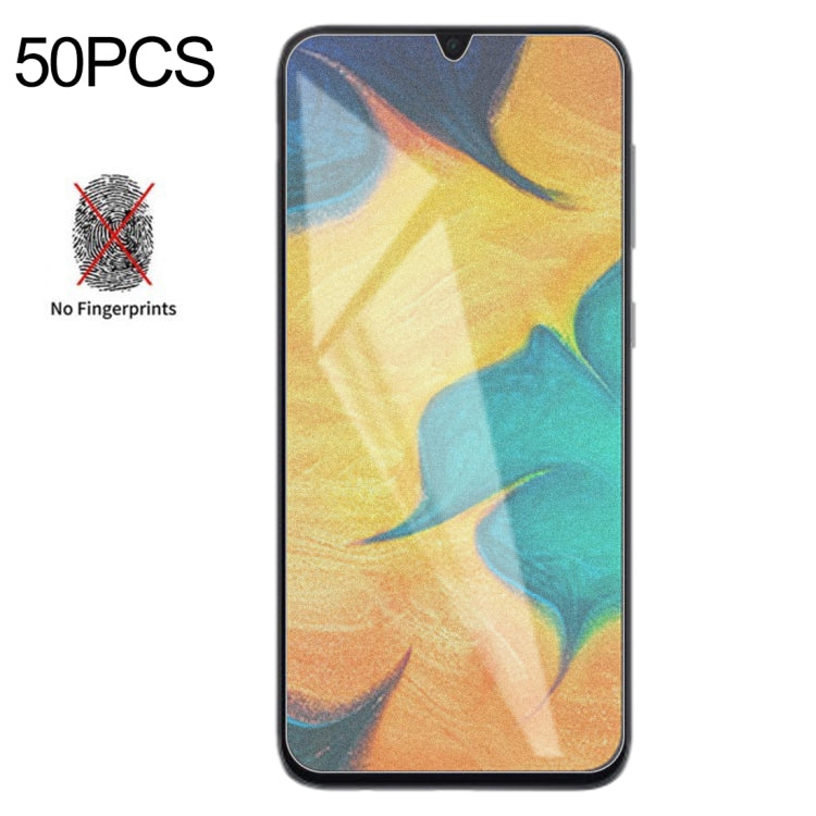 50個裝 透明磨砂非全屏鋼化貼膜 適用於三星 Galaxy A30 / A50 / M30 / A20