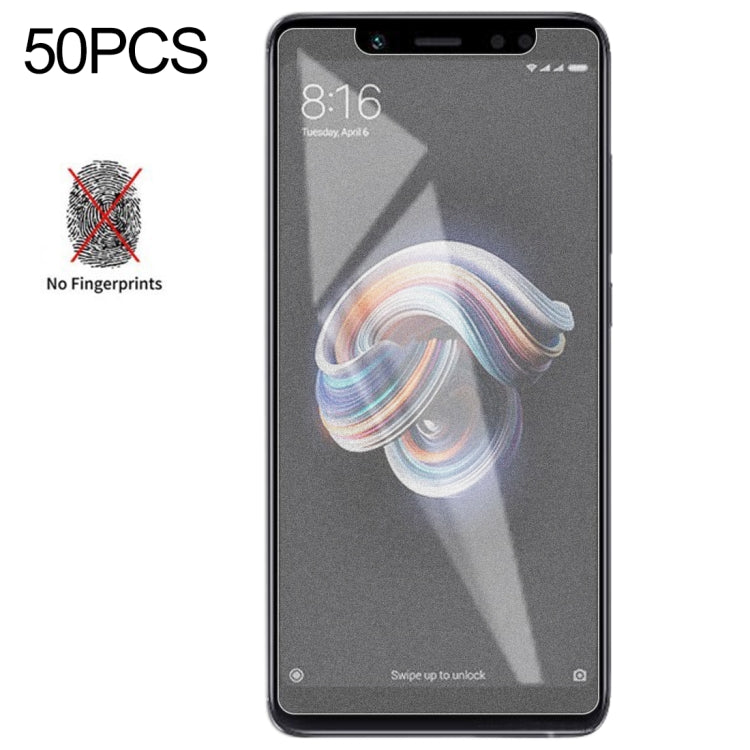 50個裝 透明磨砂非全屏鋼化貼膜 適用於小米 紅米 Note 5 / Note 5 Pro