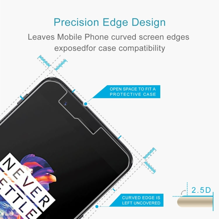 2個裝 適用於OnePlus 5 0.3mm厚度 9H表面硬度 2.5D弧邊 非全屏鋼化玻璃保護膜