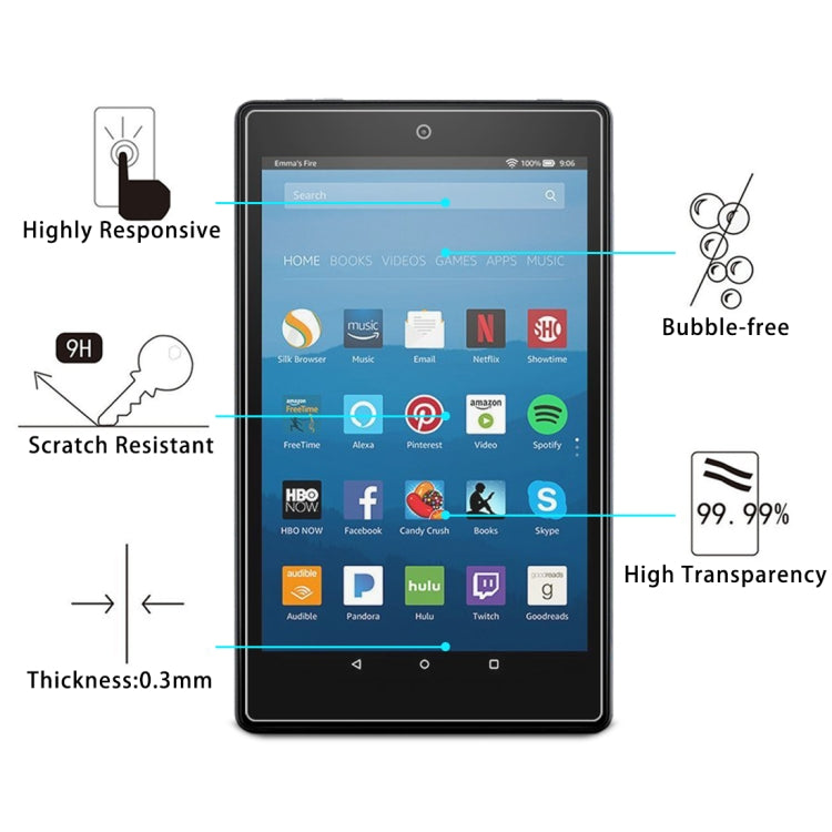 Amazon Kindle Fire HD 8 2017  0.3mm厚度 9H硬度 全屏鋼化玻璃膜