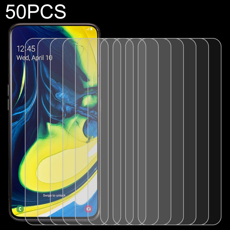 50 PCS 適用於三星Galaxy A80/A90 0.26mm 9H 2.5D弧邊鋼化玻璃膜