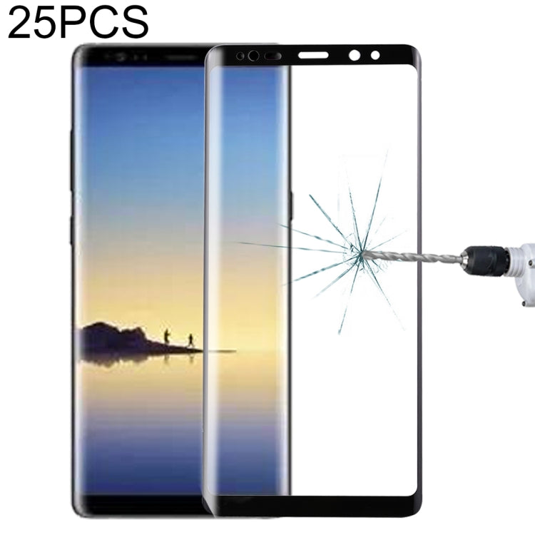 25個裝 適用於三星 Galaxy Note 8 0.3mm厚度 9H表面硬度 3D弧邊 絲印全屏覆蓋鋼化玻璃保護膜