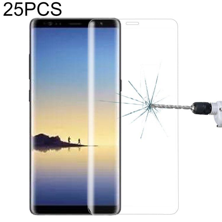 25個裝 適用於三星 Galaxy Note 8 0.3mm厚度 9H表面硬度 3D弧邊 絲印全屏覆蓋鋼化玻璃保護膜