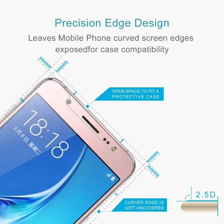 50個裝 適用於Samsung Galaxy J5  / J530 美版 0.3mm厚度 9H表面厚度 2.5D弧邊非全屏鋼化玻璃保護膜 裸膜