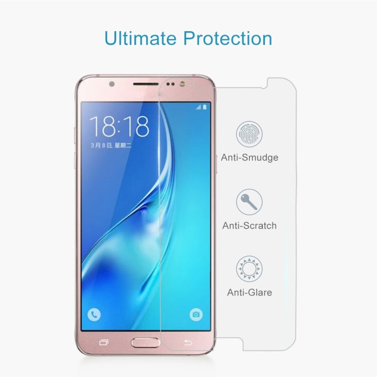 50個裝 適用於Samsung Galaxy J5  / J530 美版 0.3mm厚度 9H表面厚度 2.5D弧邊非全屏鋼化玻璃保護膜 裸膜