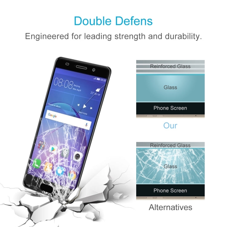 50個裝 適用於華為 Y3 2017 0.3mm厚度 9H表面硬度 2.5D弧邊 全屏鋼化玻璃保護膜 裸膜