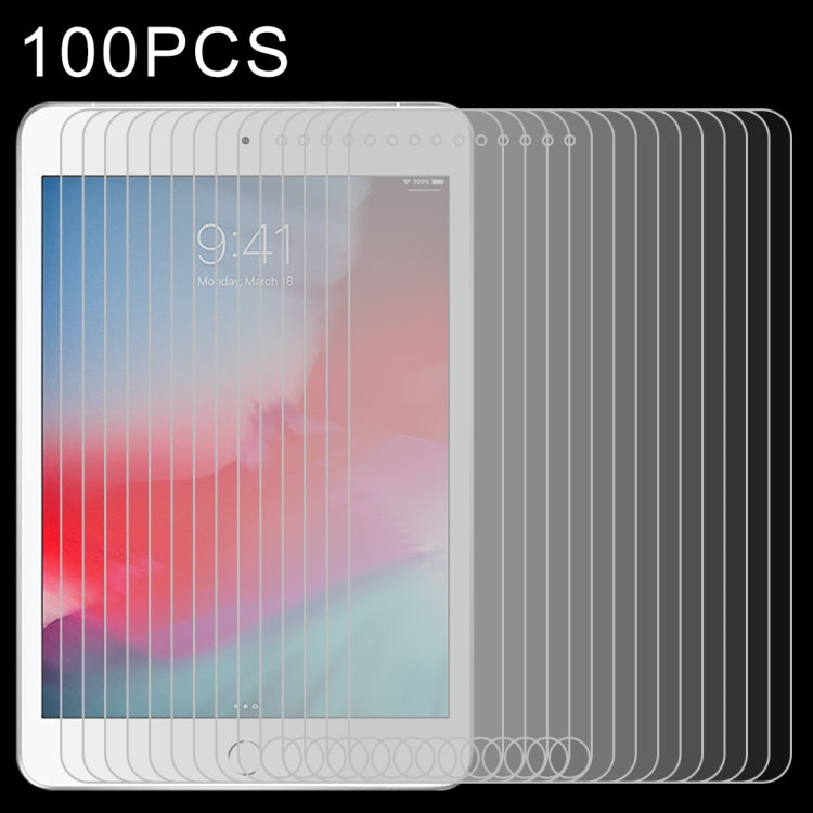 100個裝 適用於iPad mini 2019 0.4mm 9H硬度直邊防爆鋼化玻璃膜