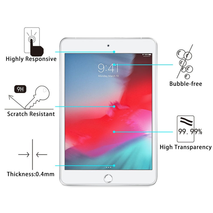 100個裝 適用於iPad mini 2019 0.4mm 9H硬度直邊防爆鋼化玻璃膜