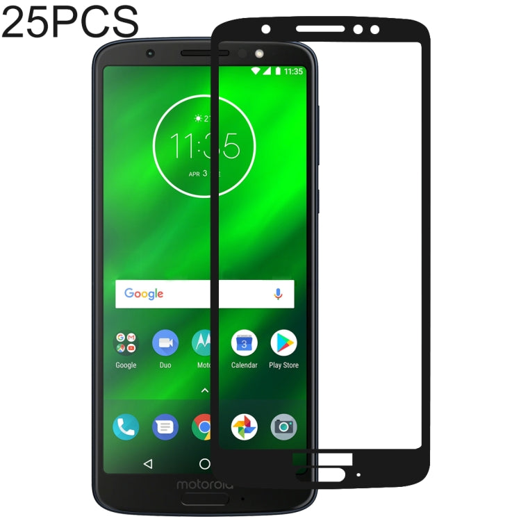 25 PCS 絲印二強 全屏鋼化玻璃膜適用於 摩托羅拉 Motorola Moto G6