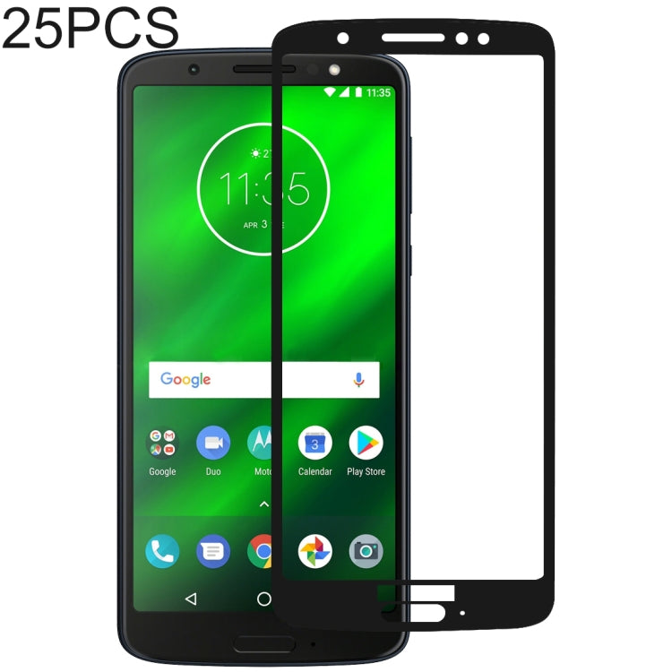 25 PCS 絲印二強 全屏鋼化玻璃膜適用於 摩托羅拉 Motorola Moto G6 Plus