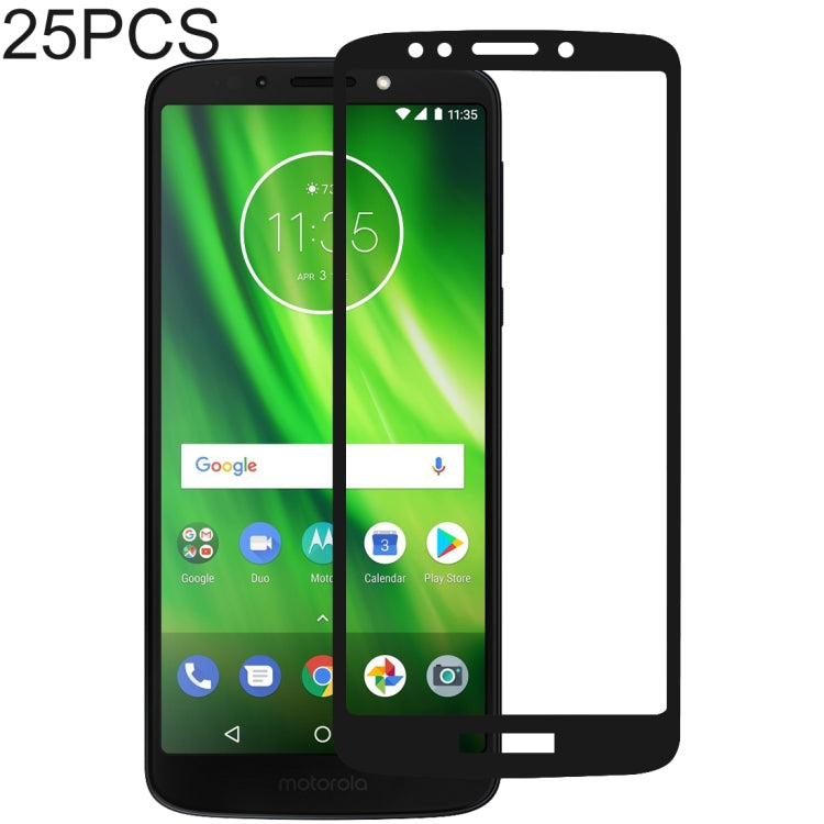 25 PCS 絲印二強 全屏鋼化玻璃膜適用於 摩托羅拉 Motorola Moto G6 Play