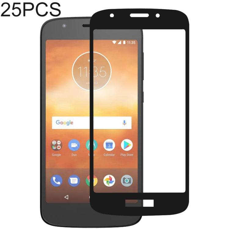 25 PCS 絲印二強 全屏鋼化玻璃膜適用於 摩托羅拉 Motorola Moto E5 Play