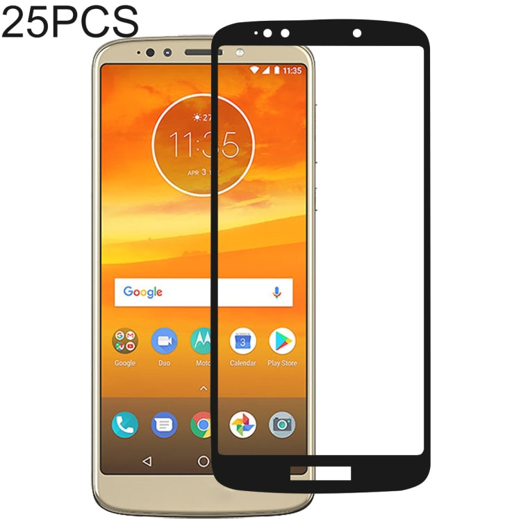 25 PCS 絲印二強 全屏鋼化玻璃膜適用於 摩托羅拉 Motorola Moto E5 Plus