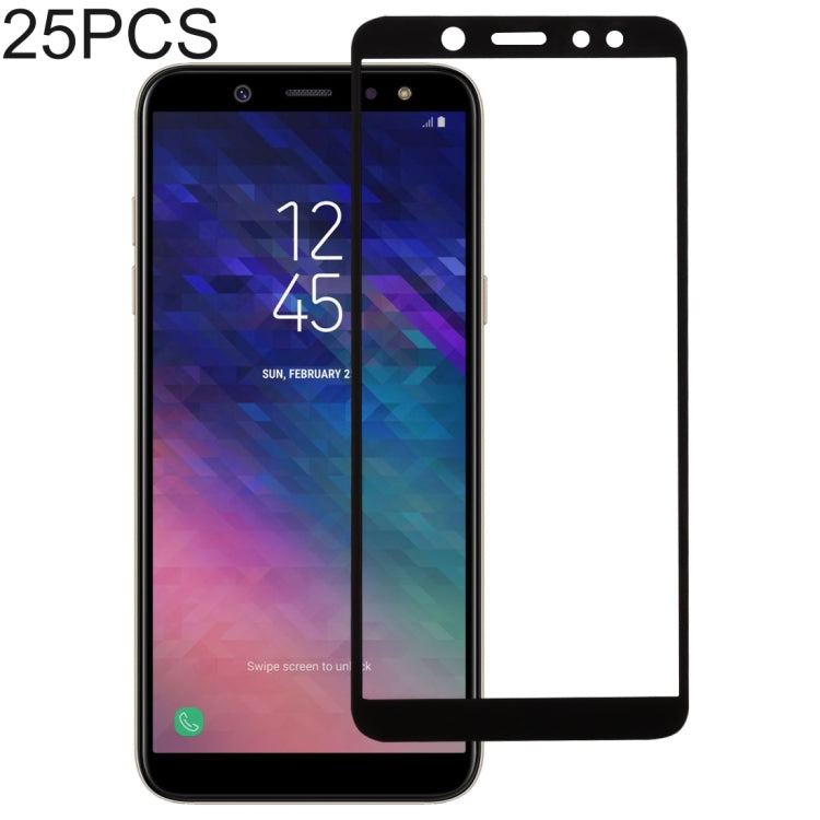 25 PCS 絲印二強 全屏鋼化玻璃膜適用於 三星 Galaxy A6+